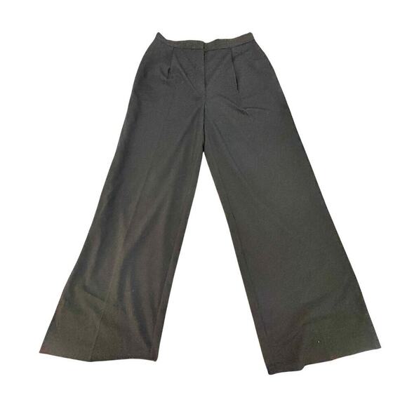 Zara Black Wide Leg Pleated Front Slacks SZ L NWT - Picture 2 of 8